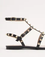 Valentino Rockstud Flat Calfskin Sandal With Straps - Image 2